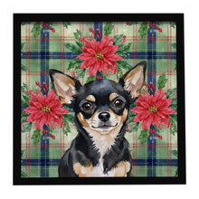 Load image into Gallery viewer, Black and Tan Chihuahua Christmas PoinsettIas Framed Metal Print