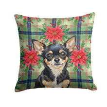 Load image into Gallery viewer, Black and Tan Chihuahua Christmas PoinsettIas Throw Pillow