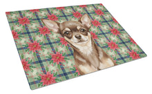 Load image into Gallery viewer, Chocolate Chihuahua Christmas PoinsettIas Glass Cutting Board