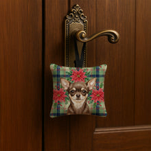 Load image into Gallery viewer, Chocolate Chihuahua Christmas PoinsettIas Hanging Square Fabric Ornament 3.5 x 3.5