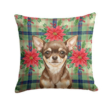 Load image into Gallery viewer, Chocolate Chihuahua Christmas PoinsettIas Throw Pillow