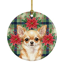 Load image into Gallery viewer, Fawn Chihuahua Christmas PoinsettIas Ceramic Ornament