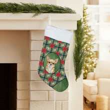 Load image into Gallery viewer, Fawn Chihuahua Christmas PoinsettIas Holiday Stocking