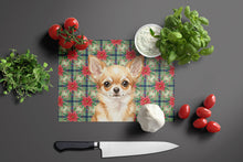 Load image into Gallery viewer, Fawn Chihuahua Christmas PoinsettIas Glass Cutting Board