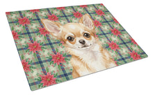 Load image into Gallery viewer, Fawn Chihuahua Christmas PoinsettIas Glass Cutting Board
