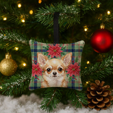 Load image into Gallery viewer, Fawn Chihuahua Christmas PoinsettIas Hanging Square Fabric Ornament 3.5 x 3.5