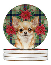 Load image into Gallery viewer, Fawn Chihuahua Christmas PoinsettIas Large Sandstone Coasters Pack of 4