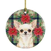 Load image into Gallery viewer, Cream Chihuahua Christmas PoinsettIas Ceramic Ornament