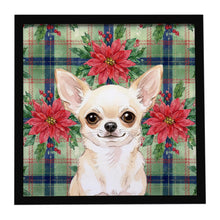 Load image into Gallery viewer, Cream Chihuahua Christmas PoinsettIas Framed Metal Print