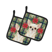 Load image into Gallery viewer, Cream Chihuahua Christmas PoinsettIas Pair of Pot Holders