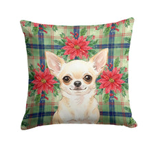 Load image into Gallery viewer, Cream Chihuahua Christmas PoinsettIas Throw Pillow