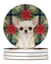 Load image into Gallery viewer, Cream Chihuahua Christmas PoinsettIas Large Sandstone Coasters Pack of 4