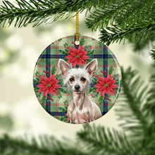 Load image into Gallery viewer, Hairless Chinese Crested Christmas PoinsettIas Ceramic Ornament