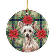 Load image into Gallery viewer, Hairless Chinese Crested Christmas PoinsettIas Ceramic Ornament