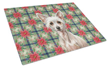 Load image into Gallery viewer, Hairless Chinese Crested Christmas PoinsettIas Glass Cutting Board