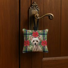 Load image into Gallery viewer, Hairless Chinese Crested Christmas PoinsettIas Hanging Square Fabric Ornament 3.5 x 3.5
