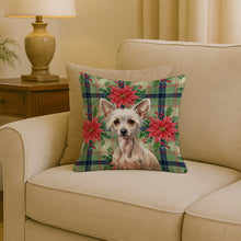 Load image into Gallery viewer, Hairless Chinese Crested Christmas PoinsettIas Throw Pillow