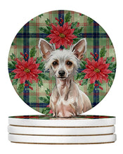 Load image into Gallery viewer, Hairless Chinese Crested Christmas PoinsettIas Large Sandstone Coasters Pack of 4