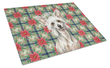 Load image into Gallery viewer, Hairless Mottled Pattern Chinese Crested Christmas PoinsettIas Glass Cutting Board