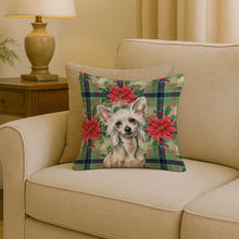 Load image into Gallery viewer, Hairless Mottled Pattern Chinese Crested Christmas PoinsettIas Throw Pillow