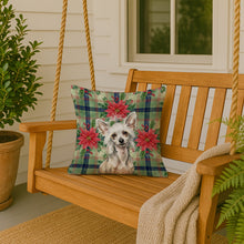 Load image into Gallery viewer, Hairless Mottled Pattern Chinese Crested Christmas PoinsettIas Throw Pillow