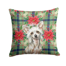 Load image into Gallery viewer, Hairless Mottled Pattern Chinese Crested Christmas PoinsettIas Throw Pillow