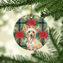 Load image into Gallery viewer, Hairless Palomino Chinese Crested Christmas PoinsettIas Ceramic Ornament