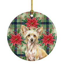 Load image into Gallery viewer, Hairless Palomino Chinese Crested Christmas PoinsettIas Ceramic Ornament