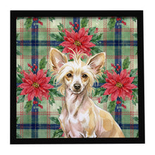 Load image into Gallery viewer, Hairless Palomino Chinese Crested Christmas PoinsettIas Framed Metal Print