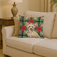 Load image into Gallery viewer, Hairless Palomino Chinese Crested Christmas PoinsettIas Throw Pillow