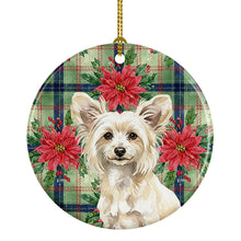 Load image into Gallery viewer, Powderpuff Chinese Crested Christmas PoinsettIas Ceramic Ornament