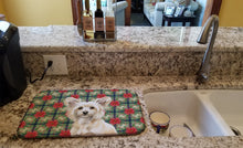 Load image into Gallery viewer, Powderpuff Chinese Crested Christmas PoinsettIas Dish Drying Mat
