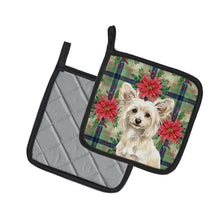 Load image into Gallery viewer, Powderpuff Chinese Crested Christmas PoinsettIas Pair of Pot Holders
