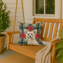 Load image into Gallery viewer, Powderpuff Chinese Crested Christmas PoinsettIas Throw Pillow
