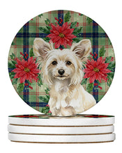 Load image into Gallery viewer, Powderpuff Chinese Crested Christmas PoinsettIas Large Sandstone Coasters Pack of 4