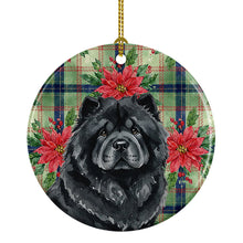 Load image into Gallery viewer, Black Chow Chow Christmas PoinsettIas Ceramic Ornament