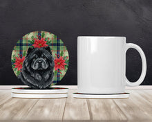 Load image into Gallery viewer, Black Chow Chow Christmas PoinsettIas Large Sandstone Coasters Pack of 4