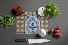 Load image into Gallery viewer, Blue Chow Chow Christmas PoinsettIas Glass Cutting Board