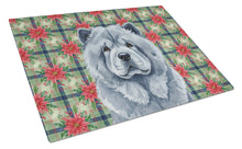 Load image into Gallery viewer, Blue Chow Chow Christmas PoinsettIas Glass Cutting Board