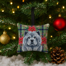 Load image into Gallery viewer, Blue Chow Chow Christmas PoinsettIas Hanging Square Fabric Ornament 3.5 x 3.5