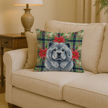 Load image into Gallery viewer, Blue Chow Chow Christmas PoinsettIas Throw Pillow