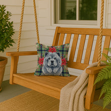 Load image into Gallery viewer, Blue Chow Chow Christmas PoinsettIas Throw Pillow
