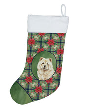 Load image into Gallery viewer, Cream Chow Chow Christmas PoinsettIas Holiday Stocking