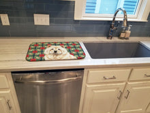 Load image into Gallery viewer, Cream Chow Chow Christmas PoinsettIas Dish Drying Mat