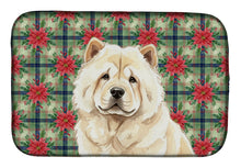 Load image into Gallery viewer, Cream Chow Chow Christmas PoinsettIas Dish Drying Mat