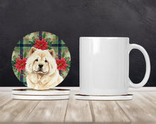 Load image into Gallery viewer, Cream Chow Chow Christmas PoinsettIas Large Sandstone Coasters Pack of 4