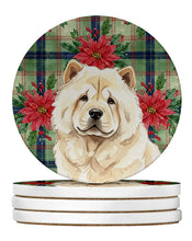 Load image into Gallery viewer, Cream Chow Chow Christmas PoinsettIas Large Sandstone Coasters Pack of 4