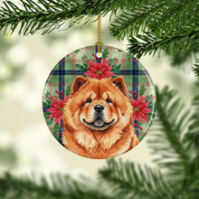 Load image into Gallery viewer, Red Chow Chow Christmas PoinsettIas Ceramic Ornament