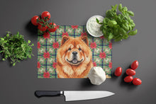 Load image into Gallery viewer, Red Chow Chow Christmas PoinsettIas Glass Cutting Board