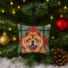 Load image into Gallery viewer, Red Chow Chow Christmas PoinsettIas Hanging Square Fabric Ornament 3.5 x 3.5